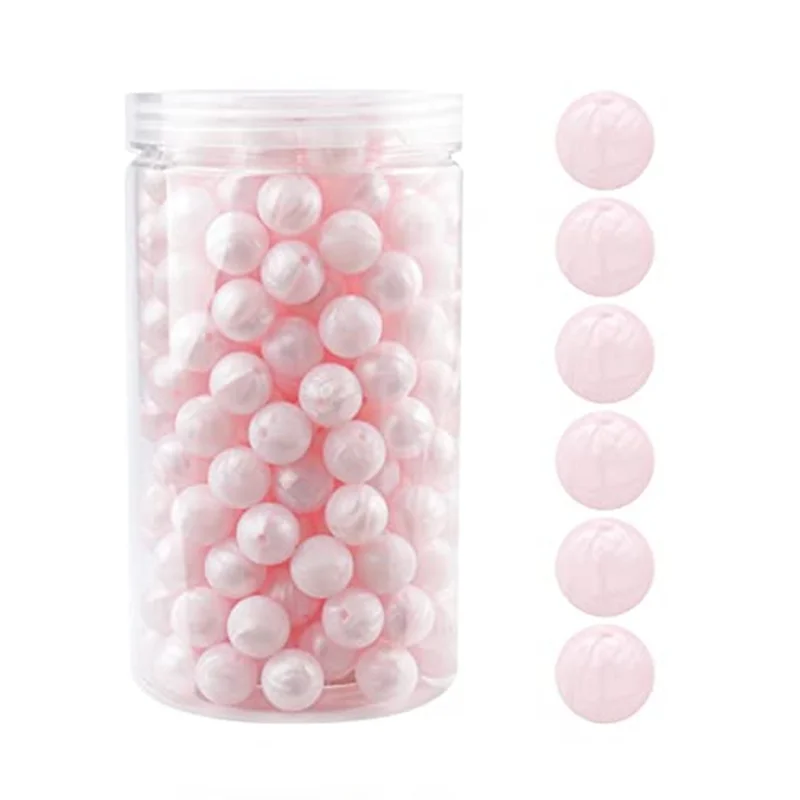 105Pcs Silicone Beads, 15Mm Bulk Round Silicone Beads Loose Beads for Necklace Bracelet Lanyard Keychain Making D