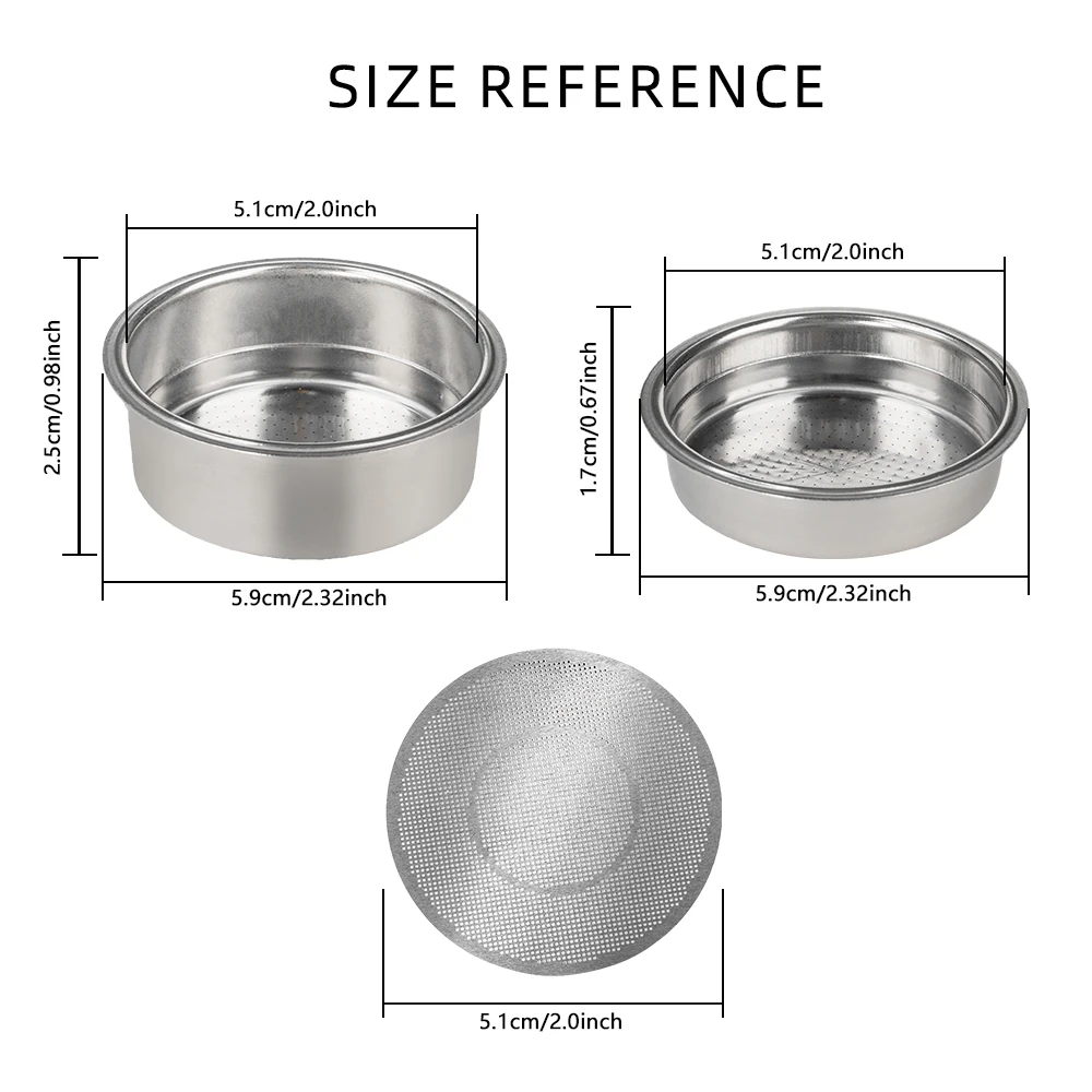 Pressured Double Layer 51mm Stainless Steel Coffee Filter Basket With Puck Screen Coffee Pressurized Porous Filter Strainer