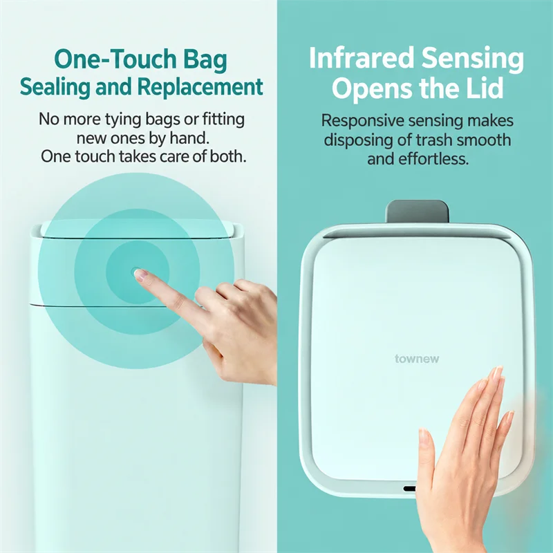 TOWNEW T1C 15.5L Automatic Trash Can with Self-Sealing and Bag Replacement, Infrared Sensor Touchless Lid for Home and Kitchen