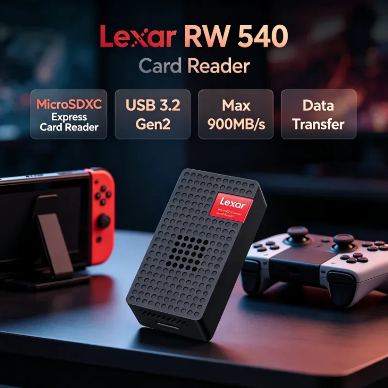 Lexar MicroSDXC Express Card Reader RW540 PLAY PRO MicroSD Card Reader USB 3.2 Type-C UHS-I UHS-II for Photo Transfer