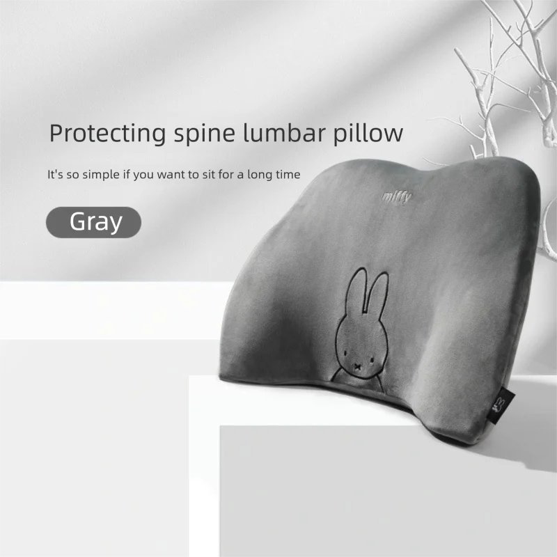 ใหม่ Miffy รถหมอนสนับสนุนเอว Kawaii การ์ตูนเย็บปักถักร้อย Miffy หน่วยความจําผ้าฝ้าย Headrest รถคอหมอนรถคอหมอน