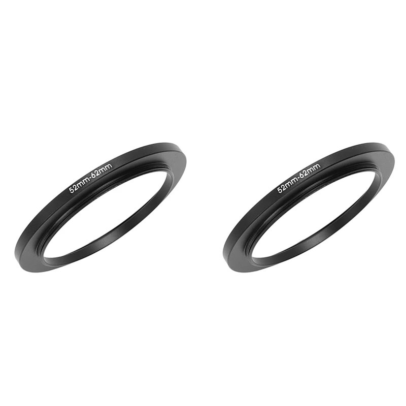 2 Pcs 52Mm-62Mm 52Mm To 62Mm Black Step Up Ring Adapter For Camera