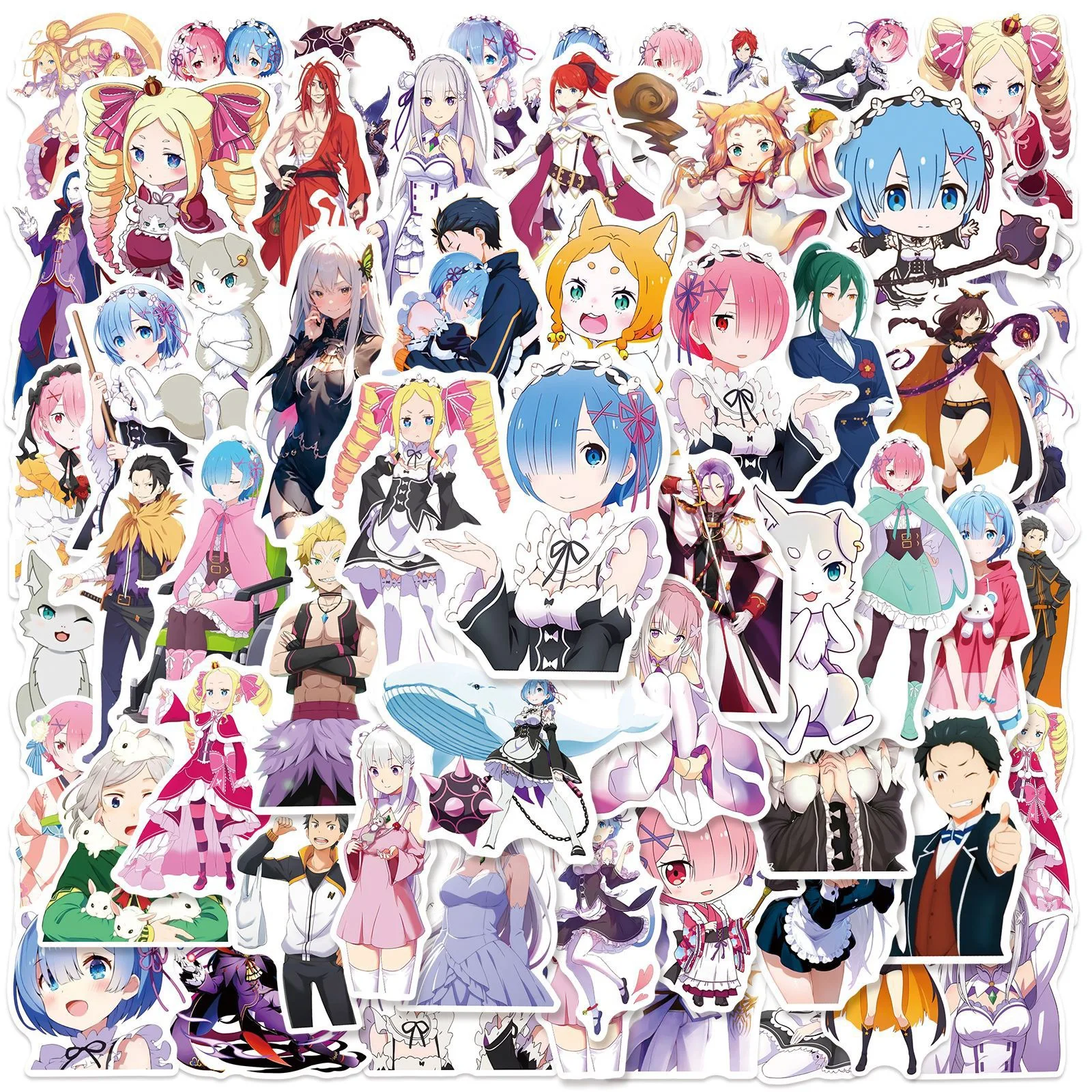 50 autocollants Re:Life in a Different World From Zero, autocollants mignons de dessin animé Rem, pour carnet, téléphone, ordinateur portable