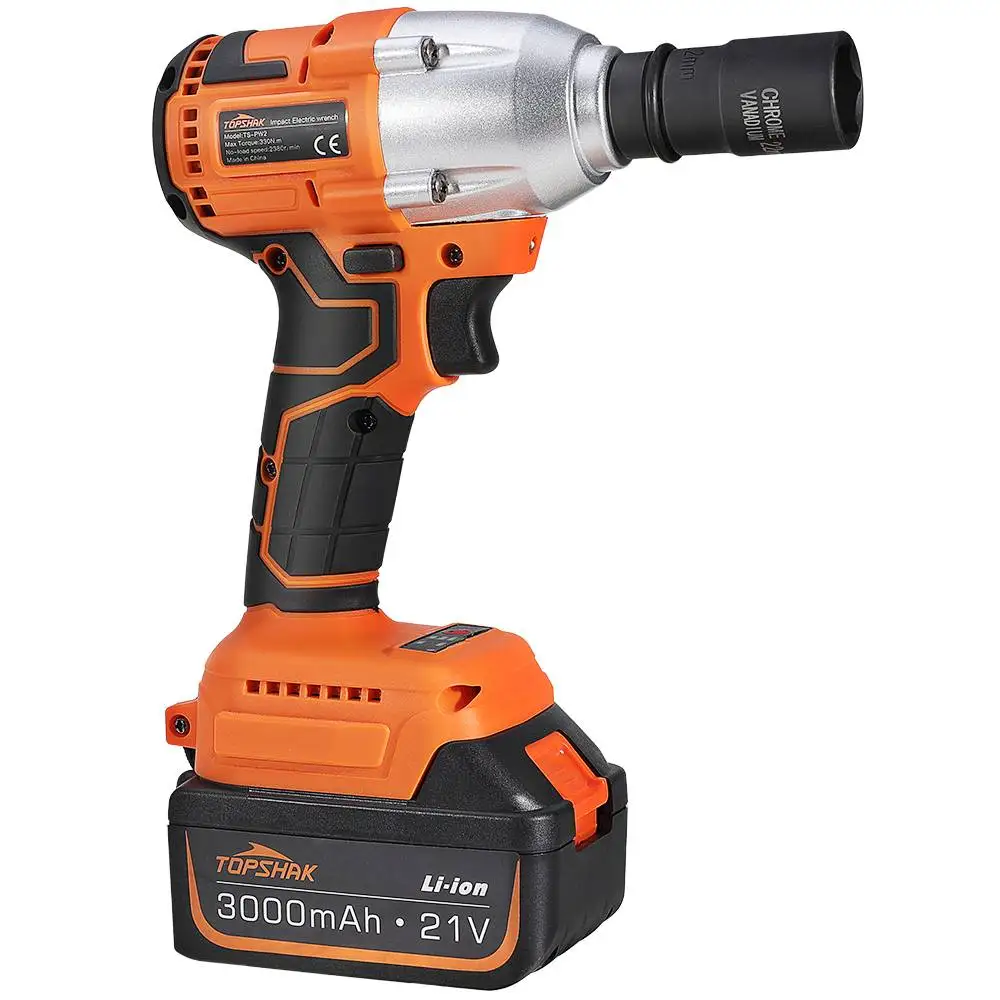 TS-PW2 Cordless Impact Wrench 330Nm Torque Max 3000 BPM 3.0A Impact Wrench Power Tool with Lithium Ion Battery