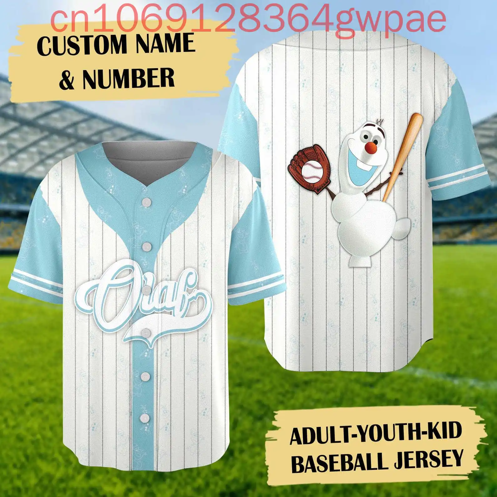 Disney Frozen Olaf Maglia da baseball con stampa 3D Camicia da donna da uomo Top Estate Elsa Casual Manica corta Camicie da baseball per bambini