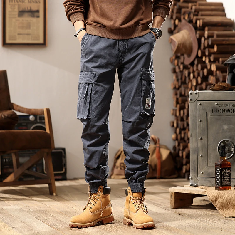 

Men's Summer Heavyweight Casual Work Pants Multi Pocket Loose Fit American Retro Ankle Pants Trendy High-End Feel