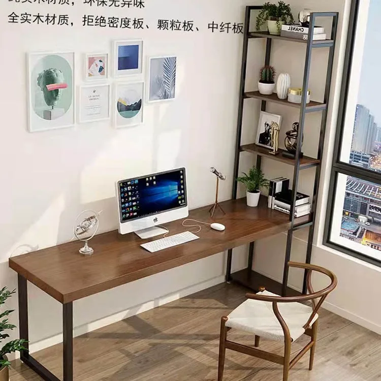 책장 통합 조합, 미니멀리스트 단단한 나무 학습 서예 테이블, 가정용 조명 럭셔리 모던