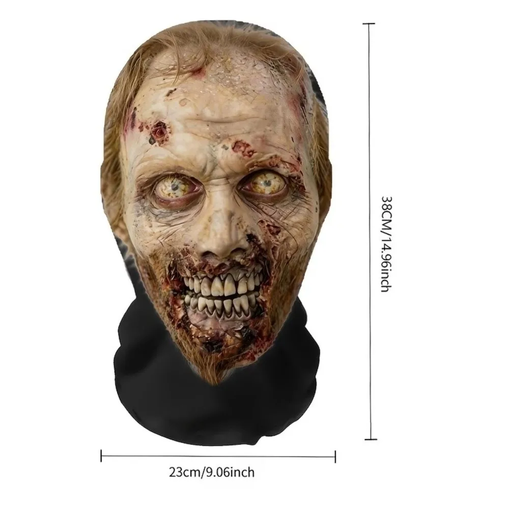 2D Flat Printed Full Face Mesh Headgear Washable Comfortable Skull Zombie Mask Flexible Breathable Halloween Cosplay Mask view 6