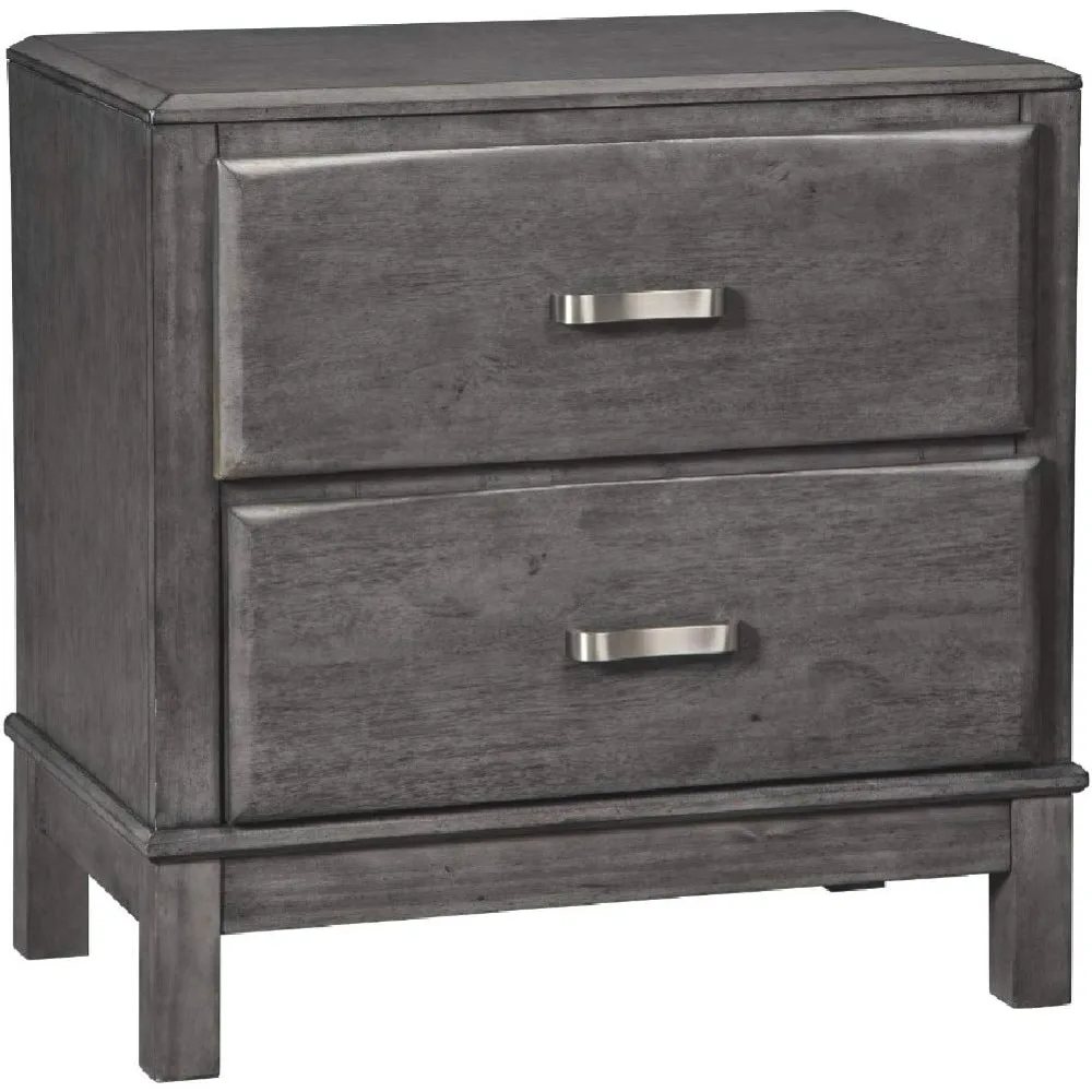 Caitbrook Contemporary 2 Drawer Nightstand with Dovetail Construction, Weathered Gray