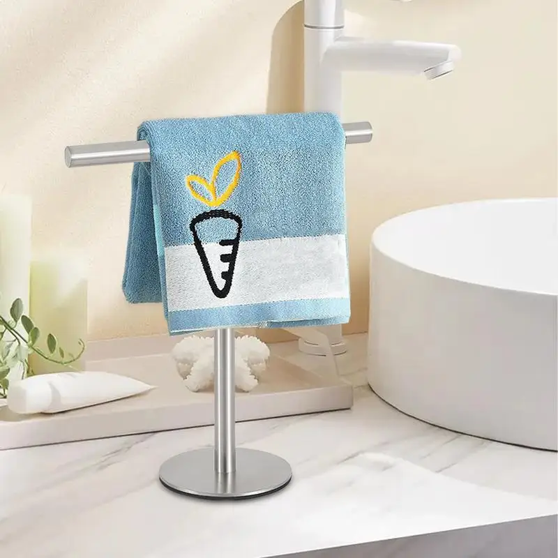 Hand Towel Holder Bath Hand Towel Bar Towel Rack T Shape for Bathroom Kitchen Countertop Hand Towel Bar Holder Stainless Steel