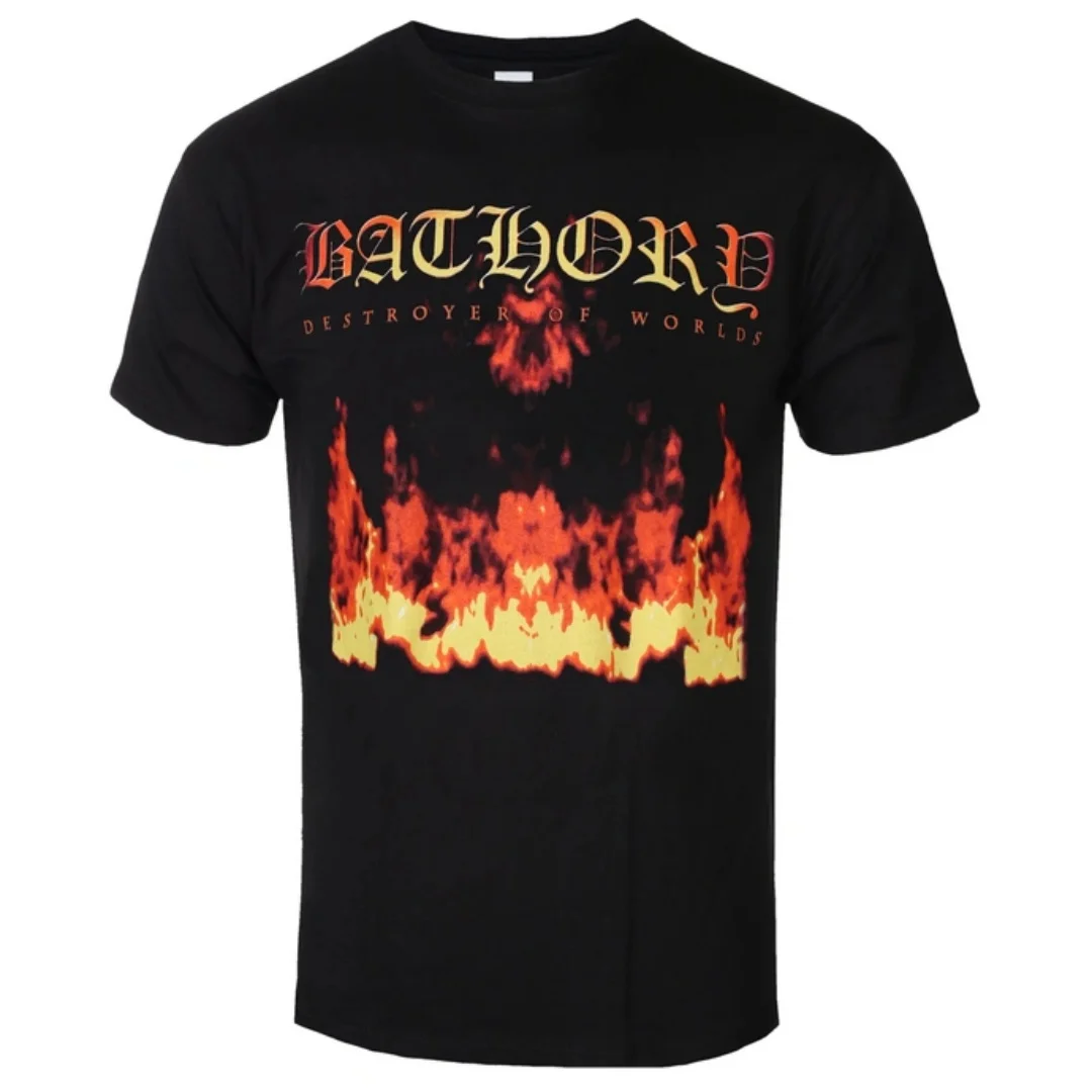 BATHORY - DESTROYER OF WORLDS Camisetas estampadas inspiradas en el patrón de la serie DESTROYER OF WORLDS para hombres y mujeres, camisetas clásicas universales para fanáticos de la banda