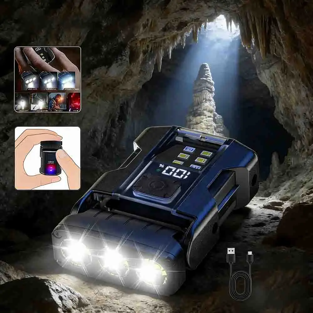Mini LED Outdoor Torch Portable Keychain Light Magnetic Camping Warning Lamp Multifunctional Usb Charging Flashlight Ajustable