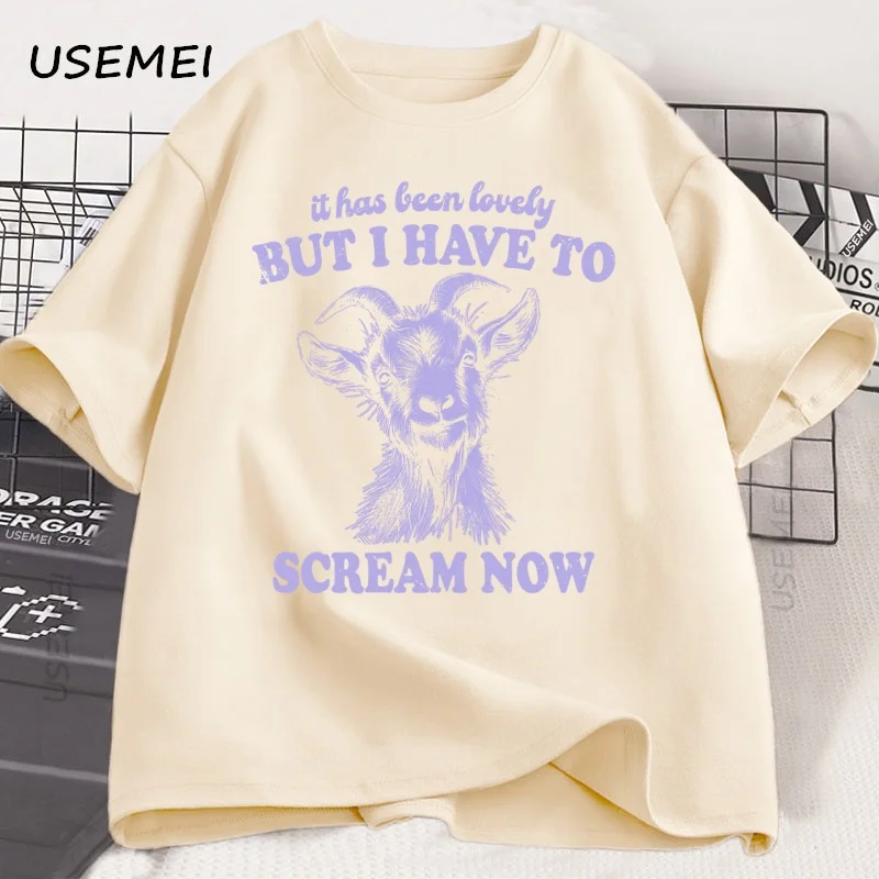 

Retro Funny Goat T Shirt Men 90's Graphic T Shirts Vintag Silly Animal Tee Breathable Casual Pure Cotton Loose Tops Streetwear