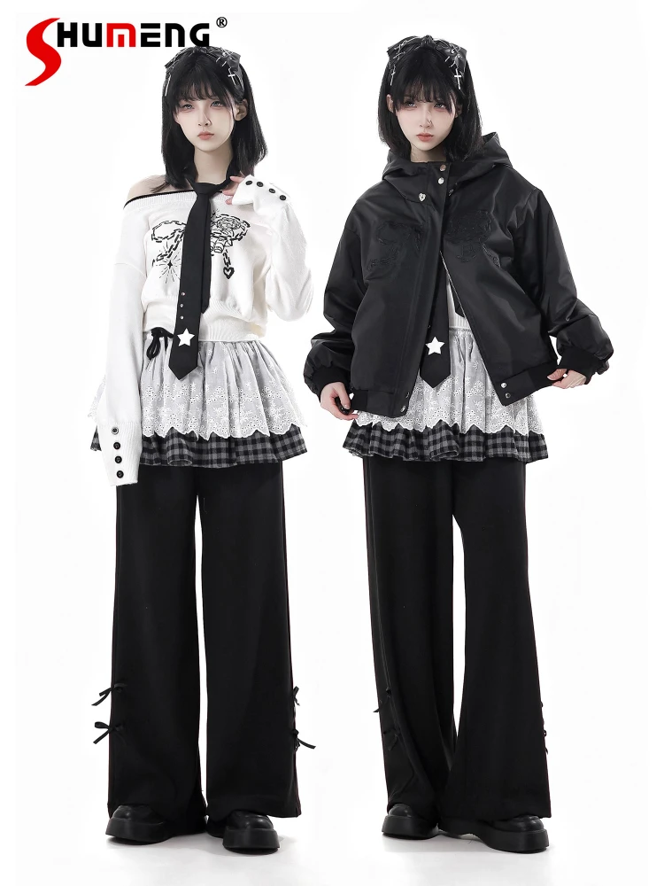 

Original Design Student Y2K Sportswear Autumn New Girl's Sweet Cool Loose Slim Sweet Cool Hooded Jacket Sweaters Pants Skirt Set