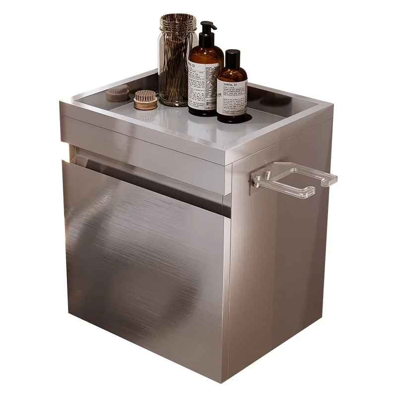 Stainless steel hair salon cabinet, tool cabinet, wall-mounted storage cabinet with drawers, waterproof, moisture-proof, large-c