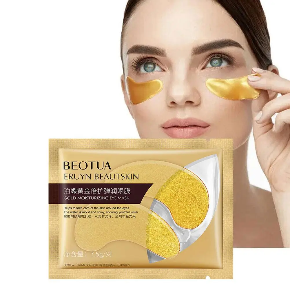 1Pair 7.5g Gold Collagen Crystal Eye Mask Skincare Firming Moisturizing Patches Products Skin Nourishing Care Eye Eye E0A4