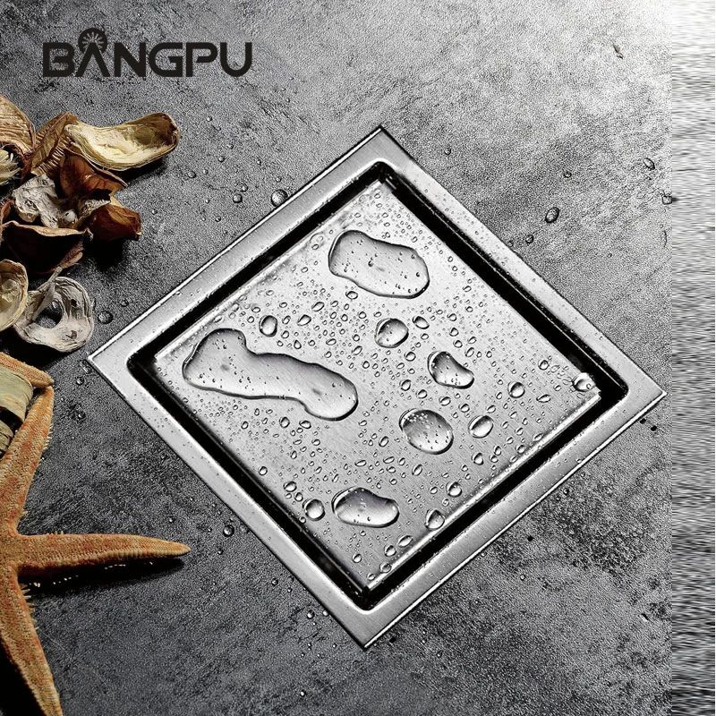 Brushed Invisible Square Floor Drain Shower Room Large Drainage Stainless Steel Odor Proof Extended Strip Hidden Floor Drain