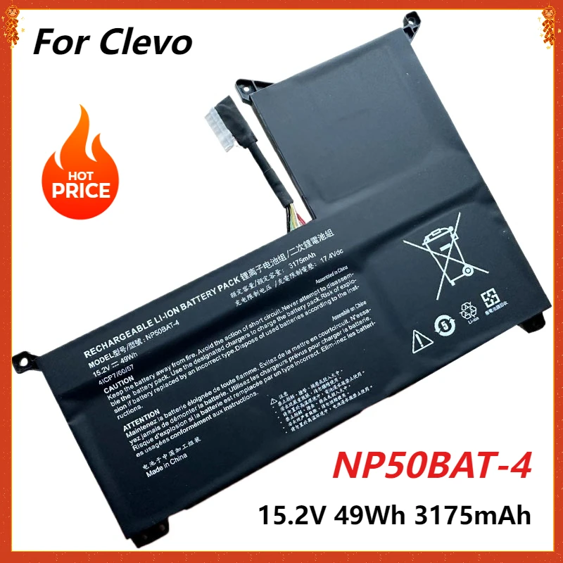 New NP50BAT-4  Laptop Battery for 4ICP7/60/57 Clevo XMG Focus JIANGXIN X15 Notebook 15.2V 49Wh 3175mAh