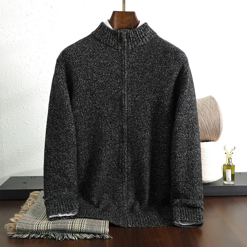 New Spring Autumn Chinese Style Stand Collar Men's Shirt Cashmere Sweater