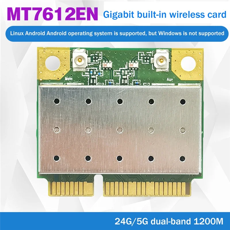 MT7612EN 2.4G 5G Dual Band Gigabit Built-in Wireless Network Card MINI PCIE WIFI Module Network Card for Linux Android