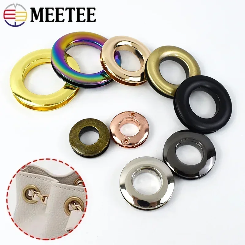 Meetee 10/20Pcs Eyelet Screw Metal Buckle 10-25mm Alloy Die Casting Eyelets O Ring Nail Buckles Chain Stoma Hook Clasp Accessory