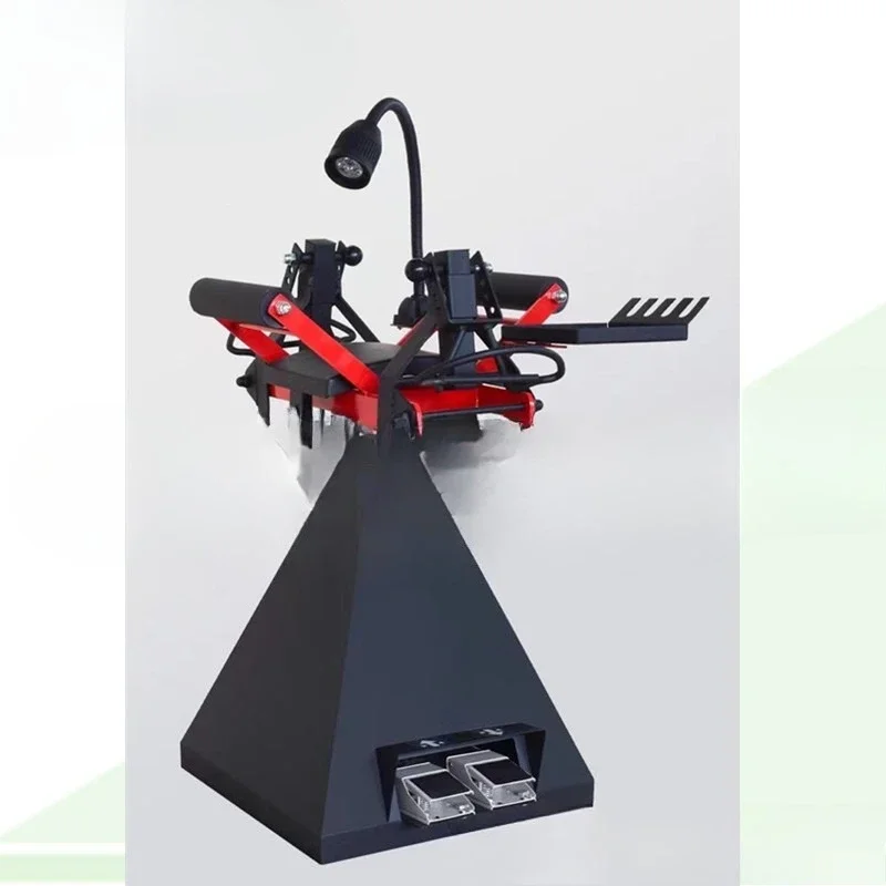 Vertical pneumatic tire expander, tire expander, foot-operated tire expander with lamp