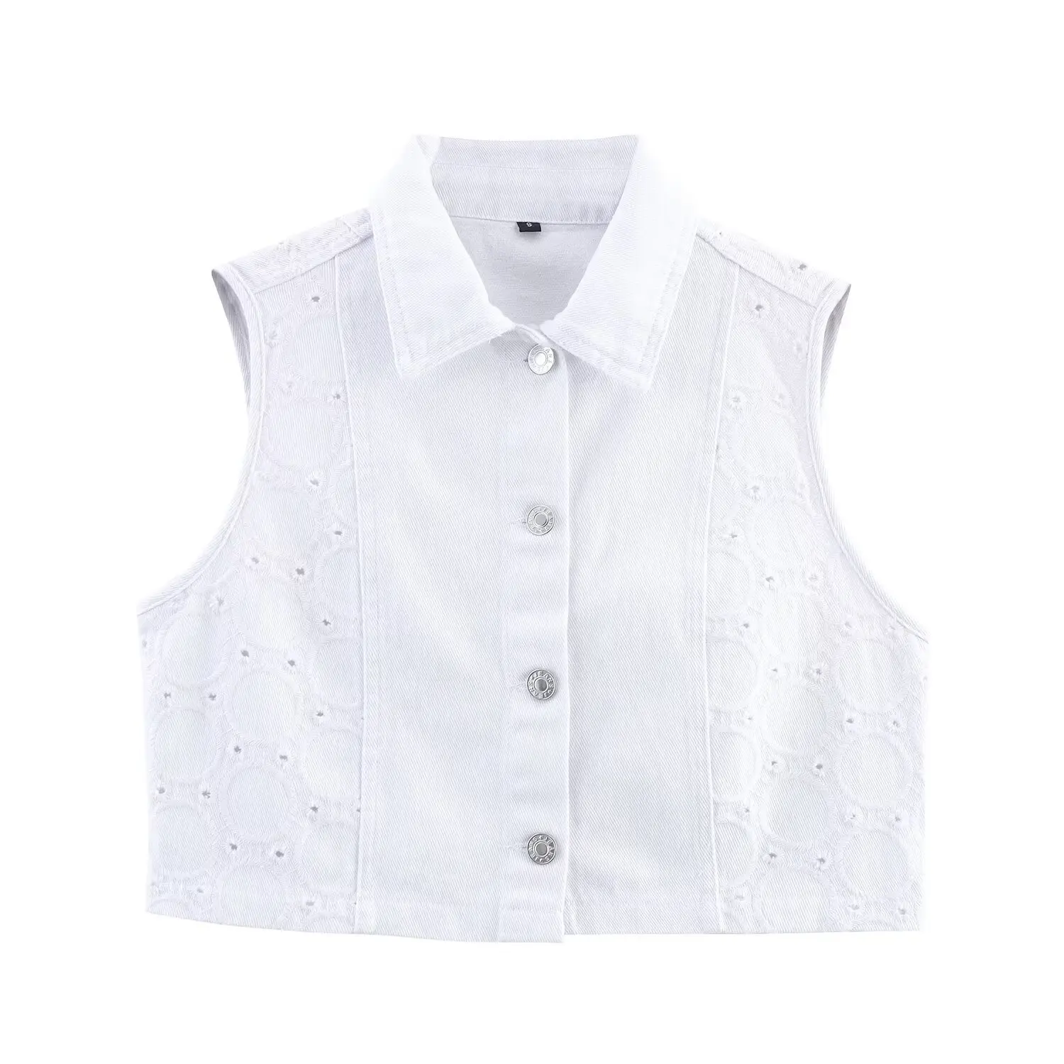 

2025 Sleeveless Women Cropped Vest Woman Fashion Backless V Neck Short Coats Summer Waistcoat Simple Hollow Embroidered Tank Top