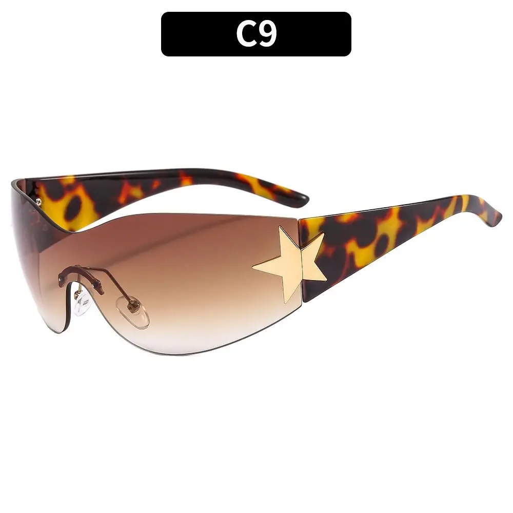 

Trendy 2000'S Eyewear Punk Rimless Wrap Around Y2K Sunglasses for Women Men Shades Sports Sun Glasses
