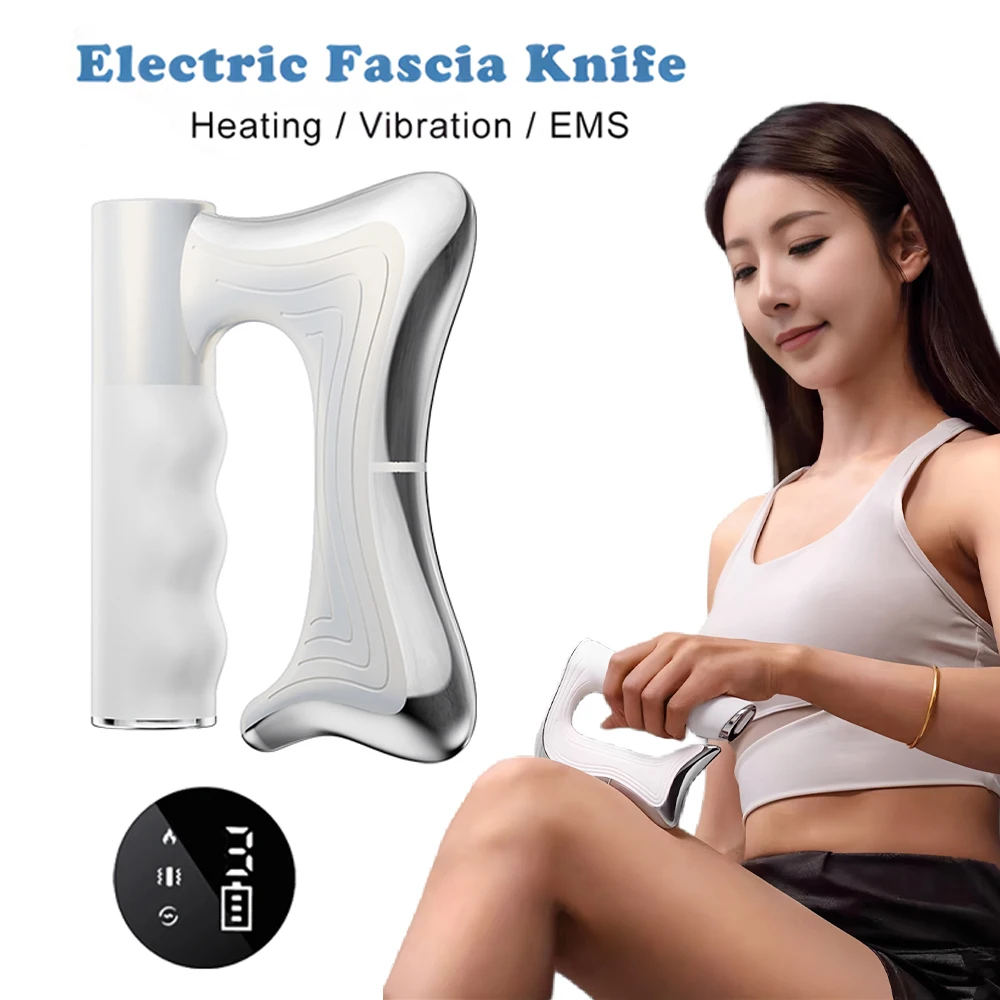 

Electric Fascia Knife Muscle Relaxation Microcurrent Fascia Massage New LCD Vibration Warm Body Lifting Scraper Tool Massager