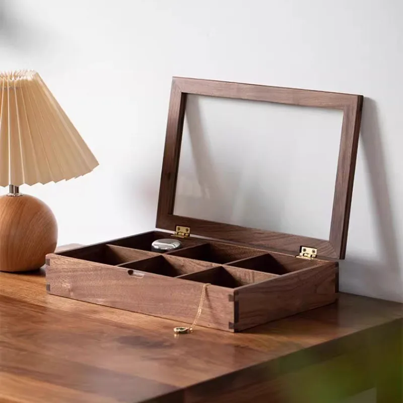 Solid Wood Jewelry Box Detachable Dustproof Jewelry Storage Boxes Multifunctional Portable Watch Bracelet Organizer Boxes