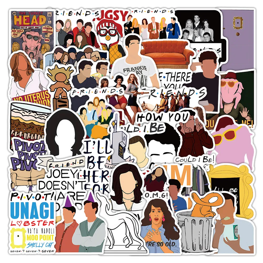 Vintage Friends TV Series Adhesive Stickers 50 Sheets for DIY Craft Decoration Giajar Sticker Store