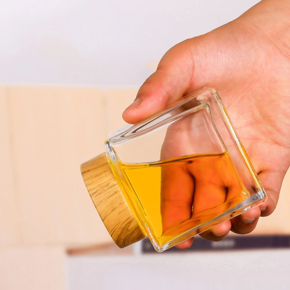 

2Pcs Glass Honey Jar Wood Lid Honey Container Large Mouth Transparent Jam Syrup Dispenser Small Jars Small Glass Jars