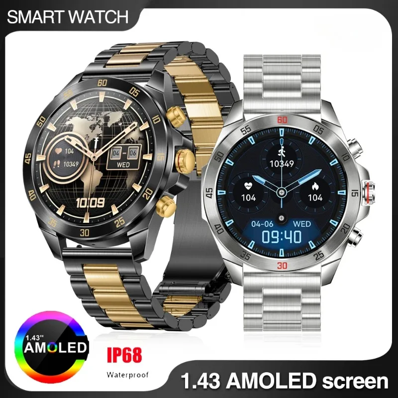 

1.43' AMOLED Screen Women Blue Tooth Call Smart Watch Business Health Test Waterproof Sports Fitness Music Sleep Smartwatch Men