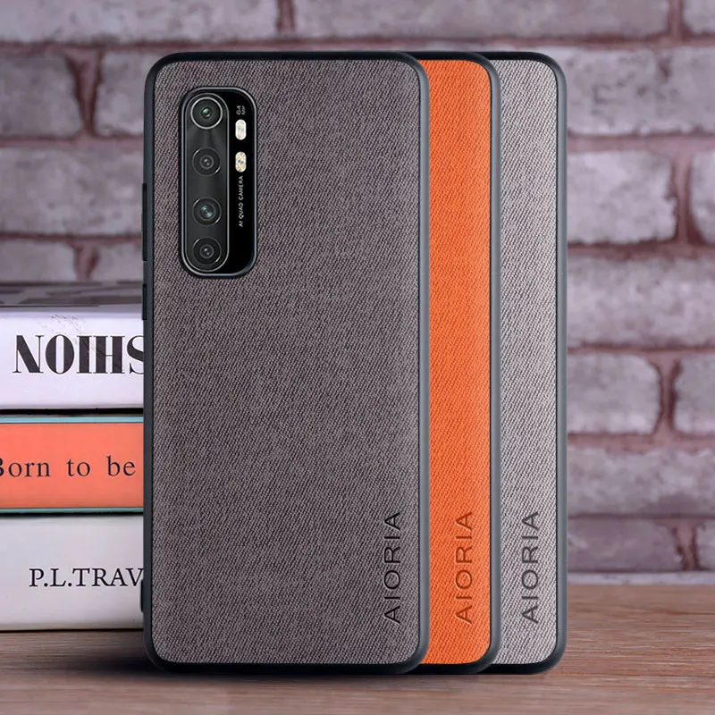 Case for Xiaomi mi note 10 Lite 10 Pro coque Luxury textile Leather skin hard phone cover for Xiaomi mi note 10 lite case funda