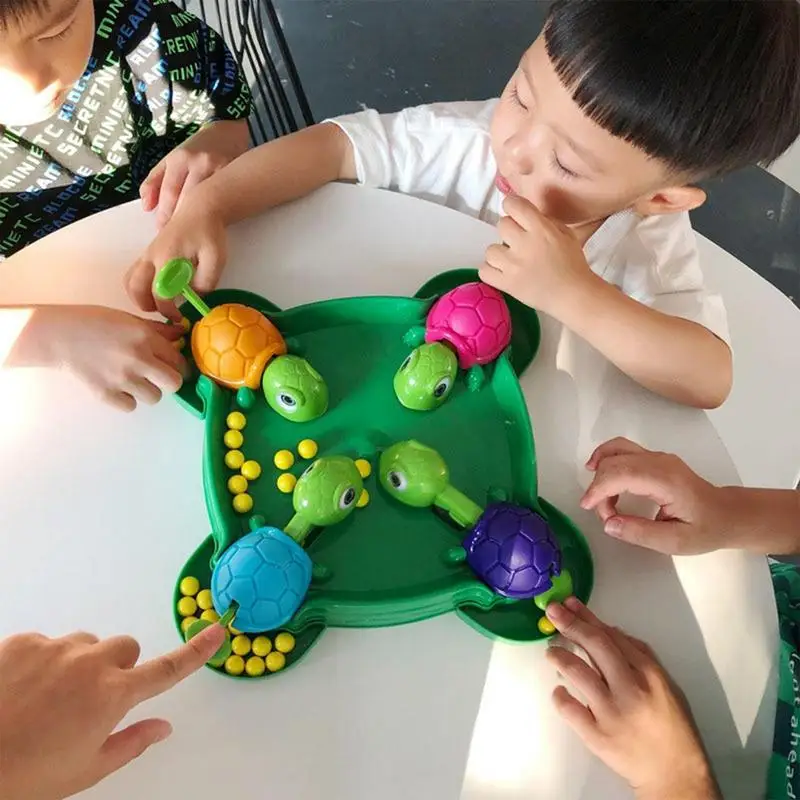 Juegos de mesa de tortuga hambriento, juego de mesa con bola de frijol para rascar tortuga, juguetes educativos para niños, juegos de fiesta