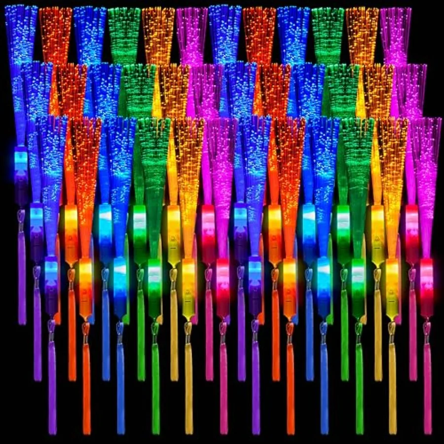 

【New model】36 Pcs Fiber Optic Wand LED Fiber Optic Wand with 3 Light Modes Glow Fibers Optics Sticks for Wedding Neon Party New