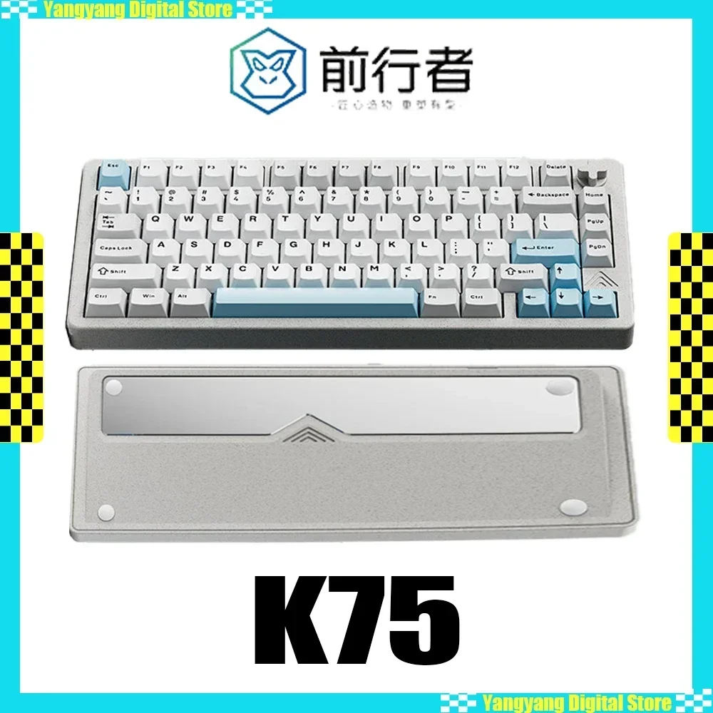 EWEADN K75 Mechanical Keyboard Aluminum Alloy Multi-function Knob Bluetooth Three Modes Gaming Keyboard RGB PC Gamer Accessories