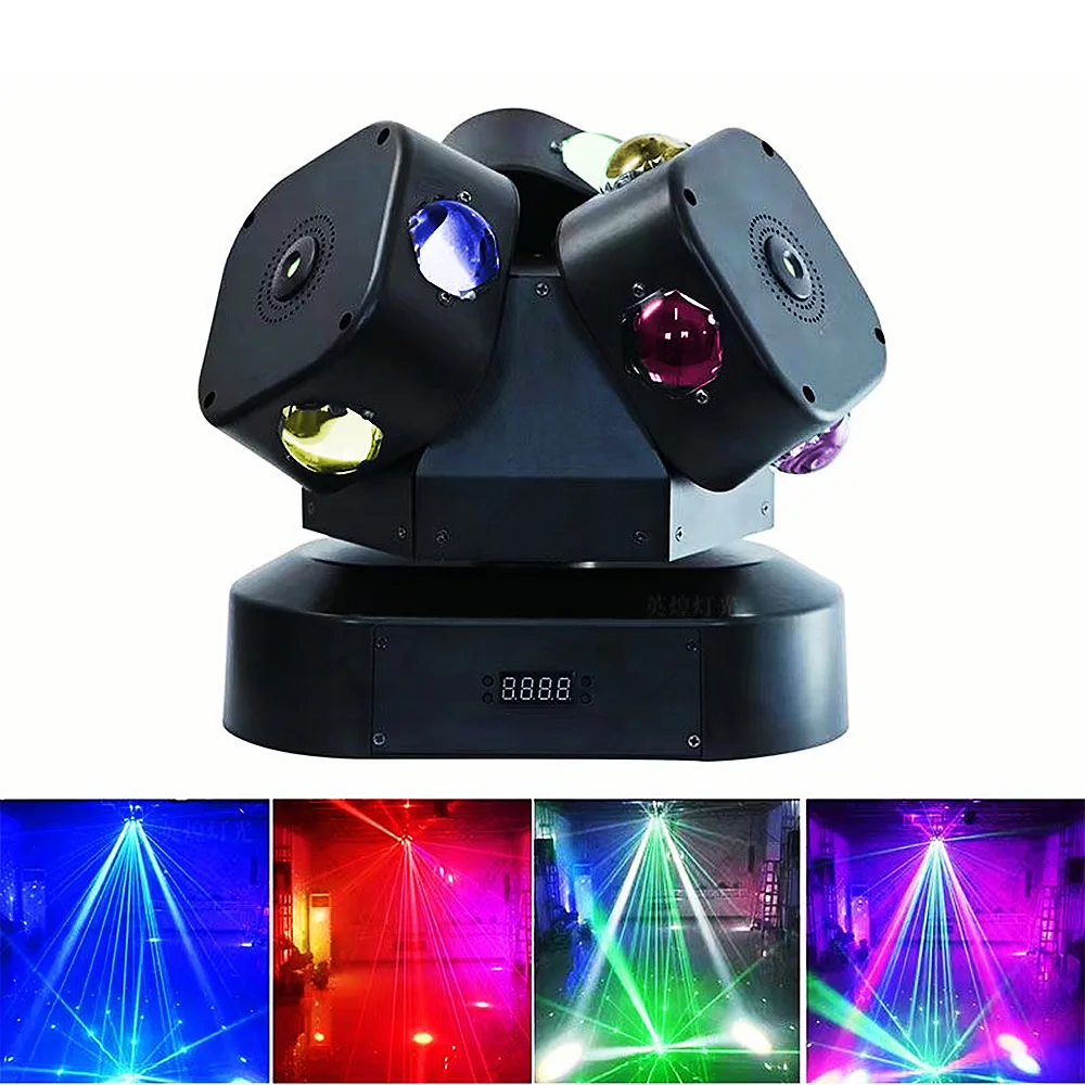 

LED 3Arm 12x10W 4in1 Laser Moving Head Light RGBW Beam Strobe Rotating Disco Party Lights For DJ Ballroom Club Bar Wedding Stage