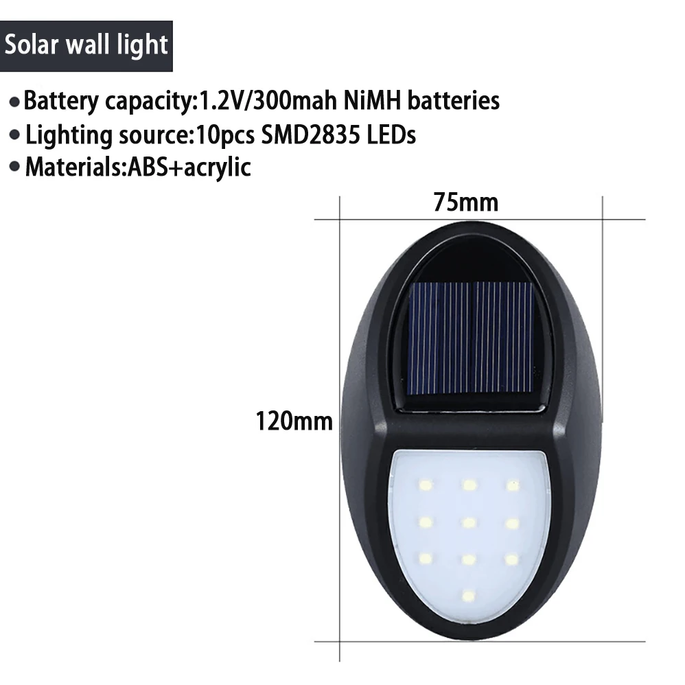 LED 태양광 벽 램프, 야외 안전 LED 조명, 태양광 충전, 환경 보호, 에너지 조명, 5 W IP65 방수, 3 개 키트