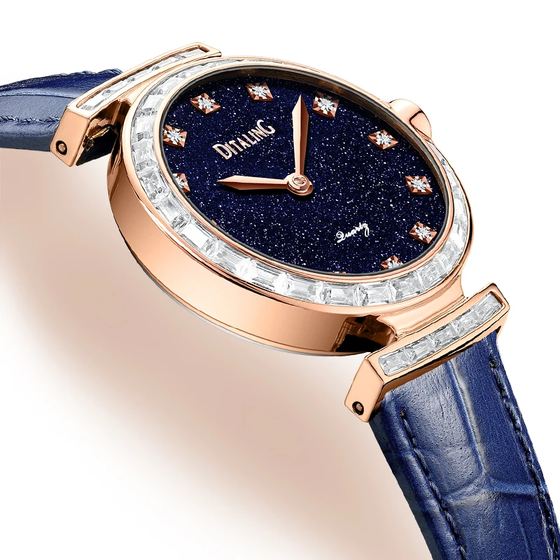 

DITALING Luxury Diamond Lady Watch Stainless Steel Case Japanese Quartz Watch For Women