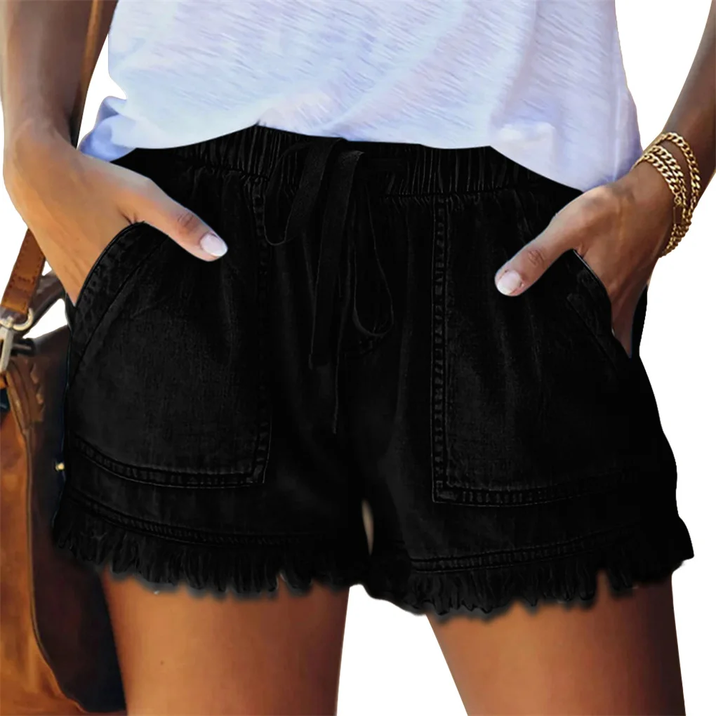 Denim Shorts Stretchy Women Jean Short Pants Teens Beach Vacation Exercise Running Fitness Travel Summer Clothing