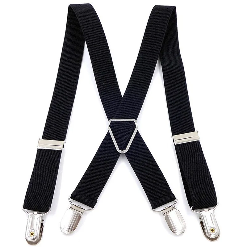 กว้าง 2.5 ซม.ผู้ชาย Suspenders ผู้หญิงปรับผู้ใหญ่ Braces Suspender เด็กเด็กชายหญิงอุปกรณ์จัดงานแต่งงาน 4 คลิป