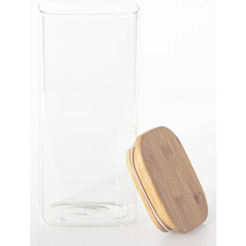 Pounds With Bamboo Lid Borosilicate Glass Jar 1650ML-Transparent