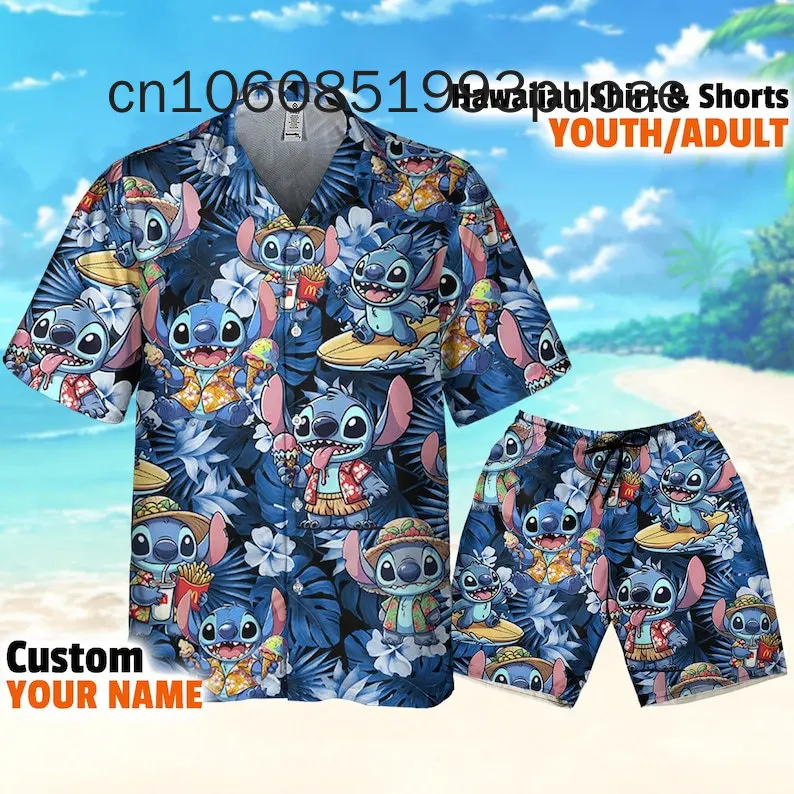 2024 New Disney Toy Story Cute Seamless Icons Summer Beach Hawaii Shirt Aloha Shorts Disney Hawaiian Shirt And Short Sets