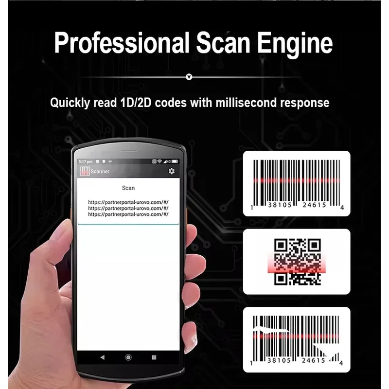 for Urovo DT50 Rugged Handheld PDA 1D 2D QR Barcode Scanner Inventory Mobile Data Terminal