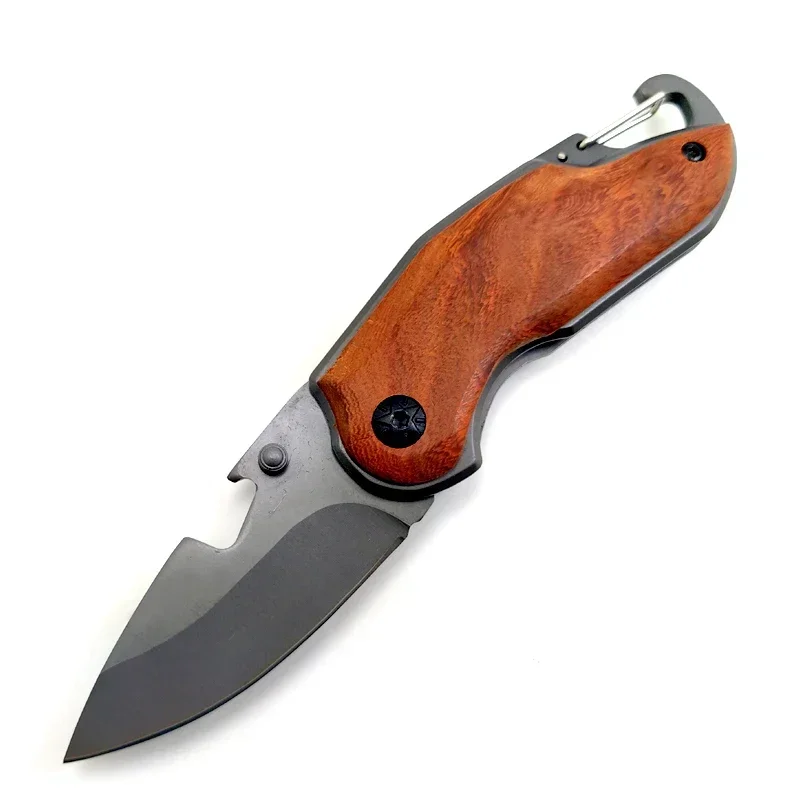 Tactical Folding Knives 3Cr13 Titanium Blade Rosewood Handle Knife Pocket Camping Hunting Survival Knives Portable Keychain