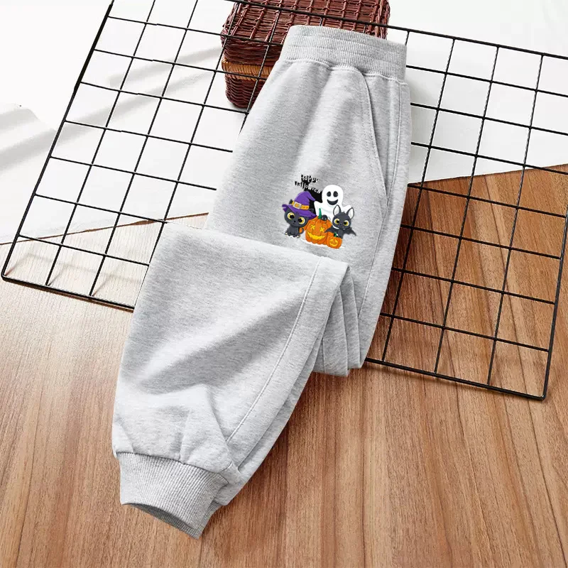 Spring and Autumn Cotton Pants for Boys Halloween Pumpkin Long Pant Children Cartoon Trousers Costume