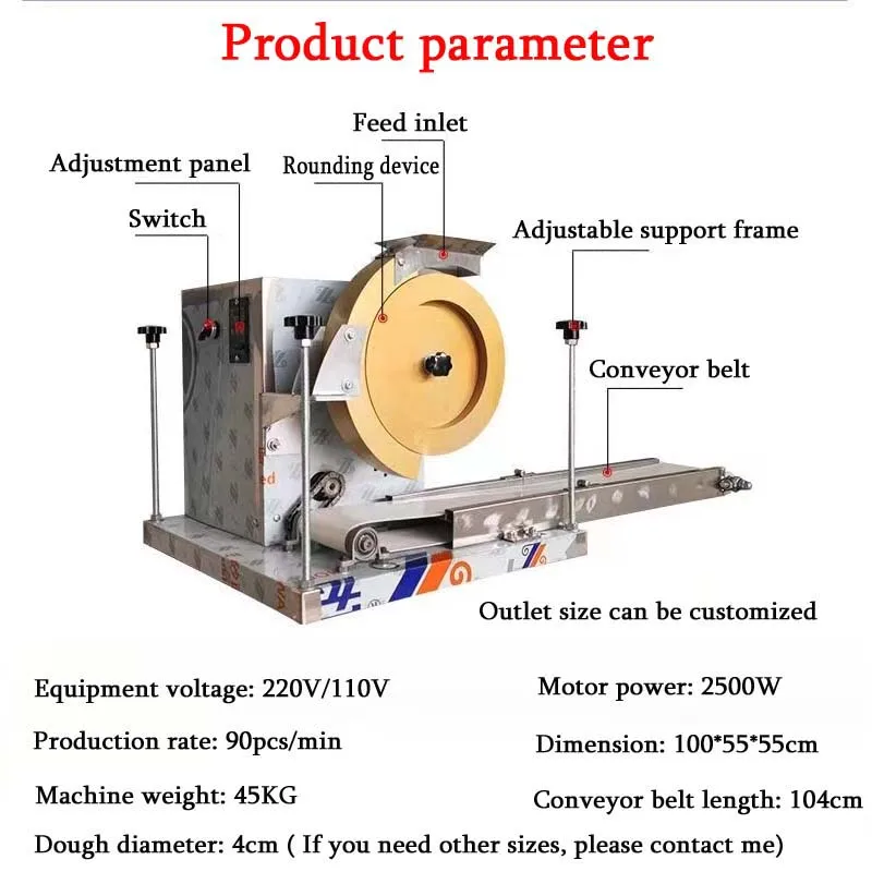 Commercial Dough Divider Rounder Roller Round Dough Ball Cutter Pizza Bread Steam Bun Dough Cutting Rolling Machine