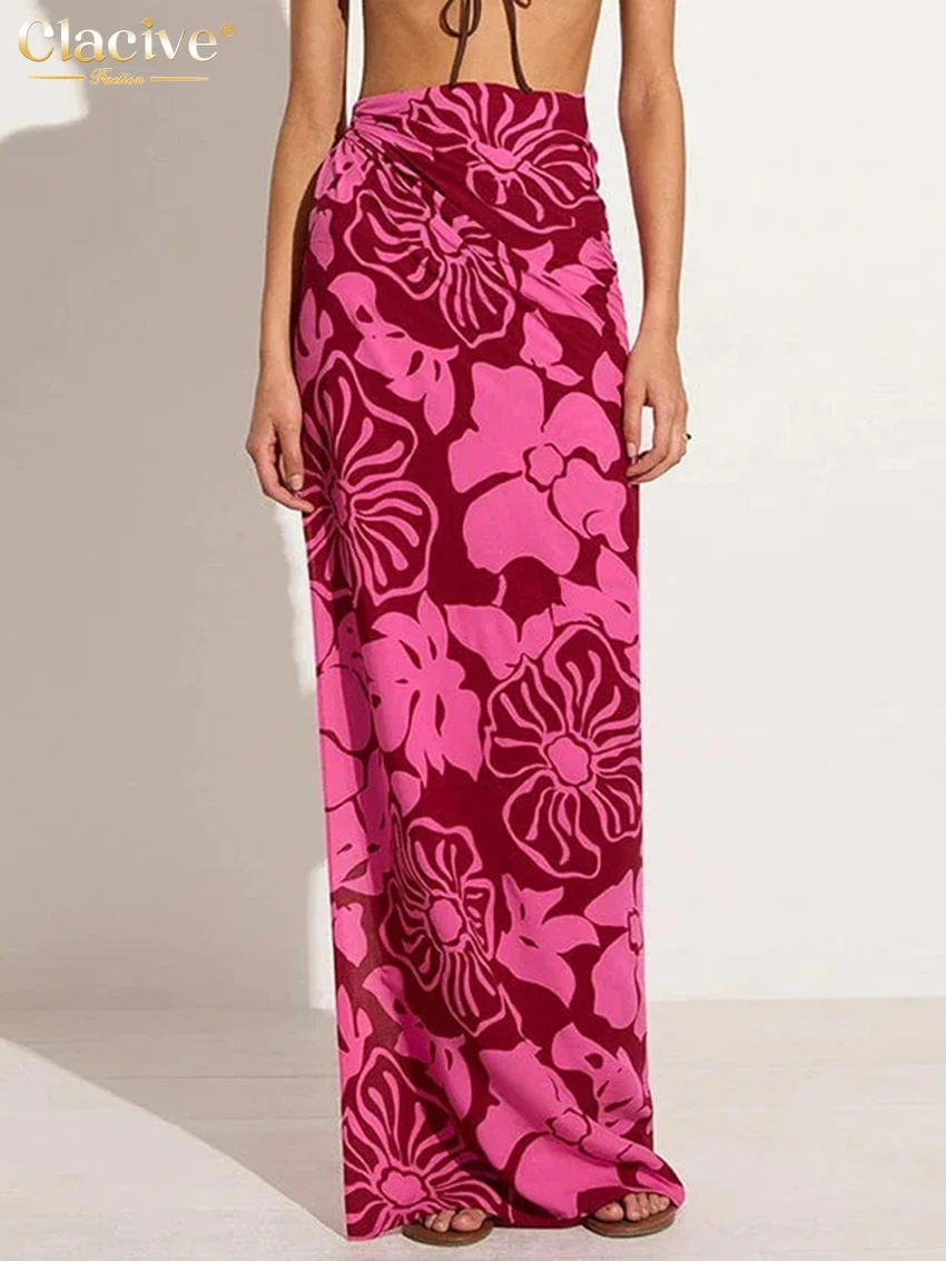 

Clacive Fashion Loose Print Women's Skirt 2026 Spring High Waist Maxi Skirts Lady Elegant Classic Skirt Female Clothing Streetwe