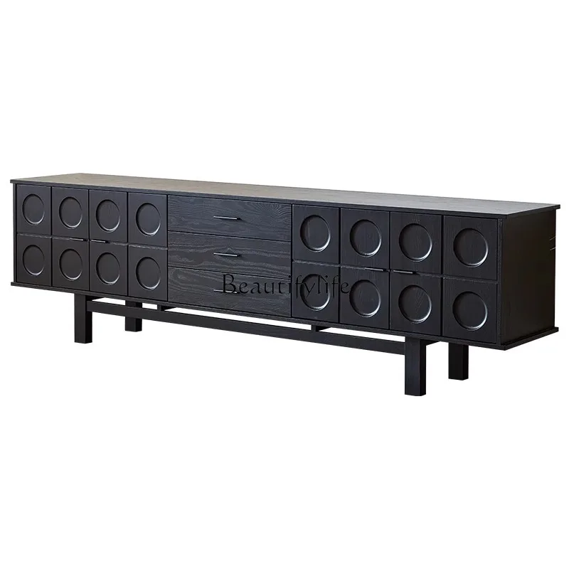 

-French medieval solid wood TV cabinet American living room retro high-end TV storage audio-visual cabinet